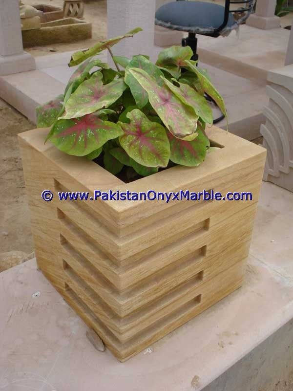 Marble planters handcarved decorated flower vase pots indoor outdoor garden Teakwood Burmateak marble-04