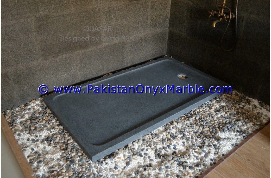 marble shower tray handcarved natural stone bathroom decor Black and Gold , Jet Black marble-02