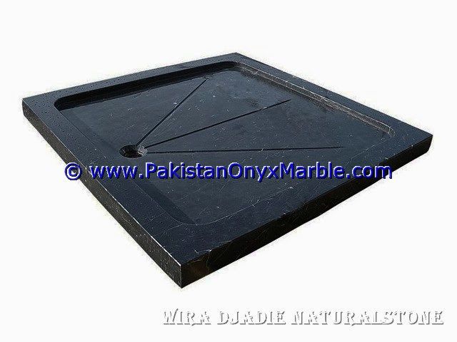 marble shower tray handcarved natural stone bathroom decor Black and Gold , Jet Black marble-03