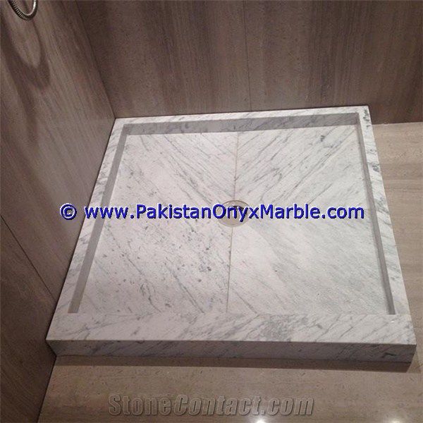 marble shower tray handcarved natural stone bathroom decor Ziarat White Carrara marble-03