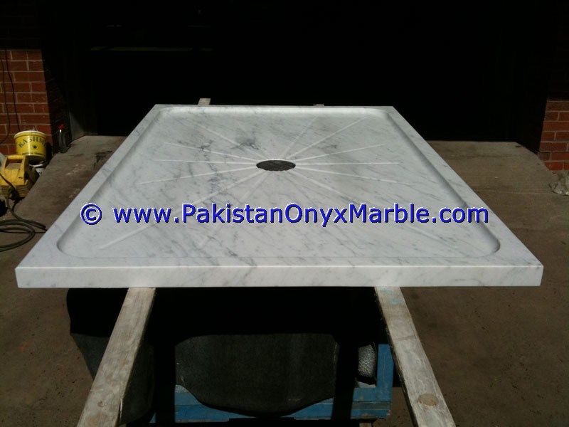 marble shower tray handcarved natural stone bathroom decor Ziarat White Carrara marble-04