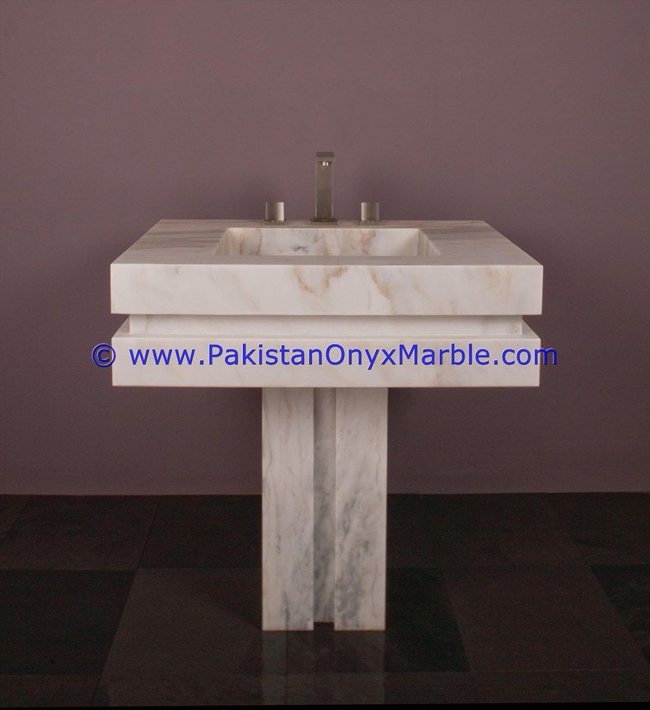 marble pedestals sinks basins handcarved wash basins free standing Beige marble-02