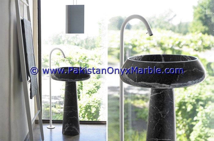 marble pedestals sinks basins handcarved wash basins free standing Black and Gold marble-02