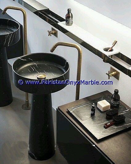 marble pedestals sinks basins handcarved wash basins free standing Black and Gold marble-03