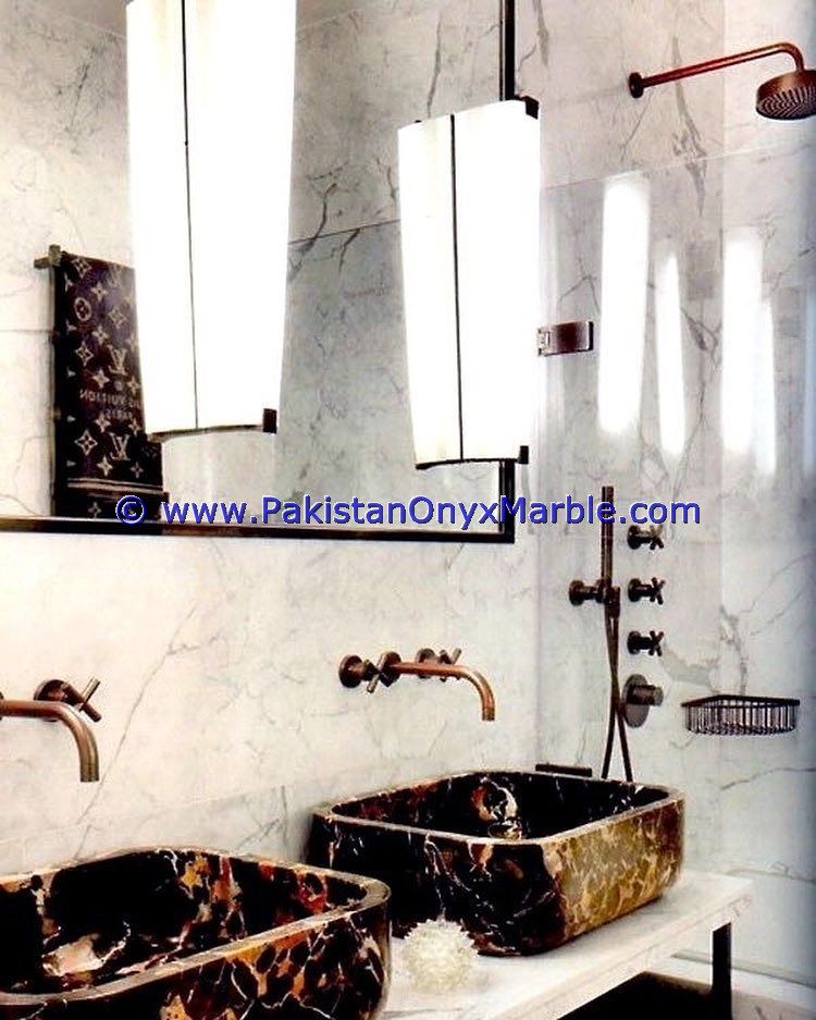 marble pedestals sinks basins handcarved wash basins free standing Black and Gold marble-04