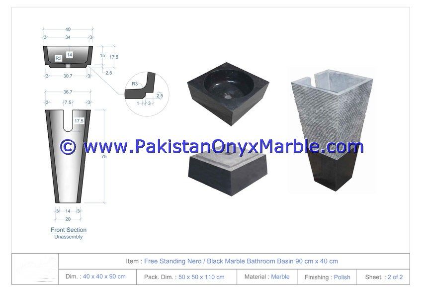marble pedestals sinks basins handcarved wash basins free standing Jet Black marble-01