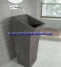 marble pedestals sinks basins handcarved wash basins free standing Pietra Brown marble-01