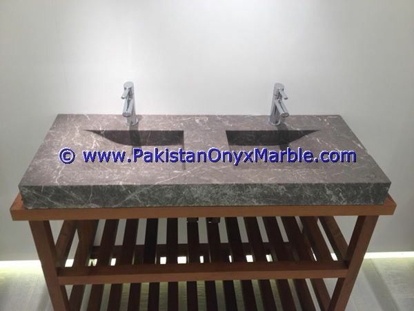 marble pedestals sinks basins handcarved wash basins free standing Pietra Brown marble-02