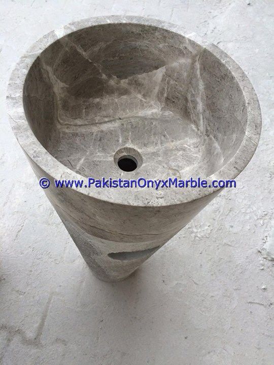 marble pedestals sinks basins handcarved wash basins free standing Pietra Brown marble-04