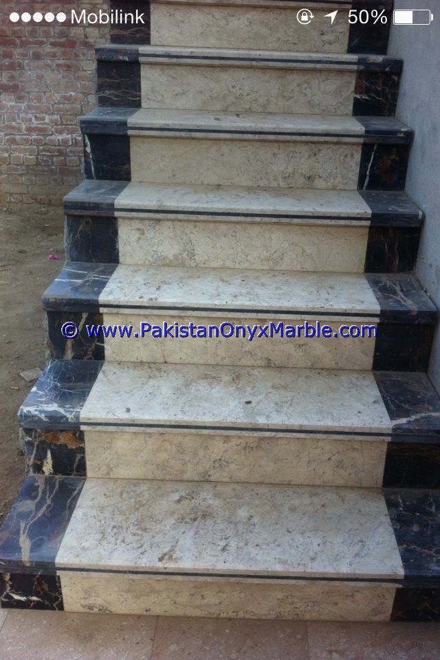 marble stairs steps risers Black and Gold marble modern design home office decor natural marble stairs-01