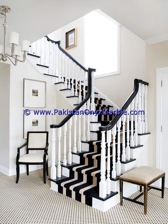 marble stairs steps risers Jet Black marble modern design home office decor natural marble stairs-01