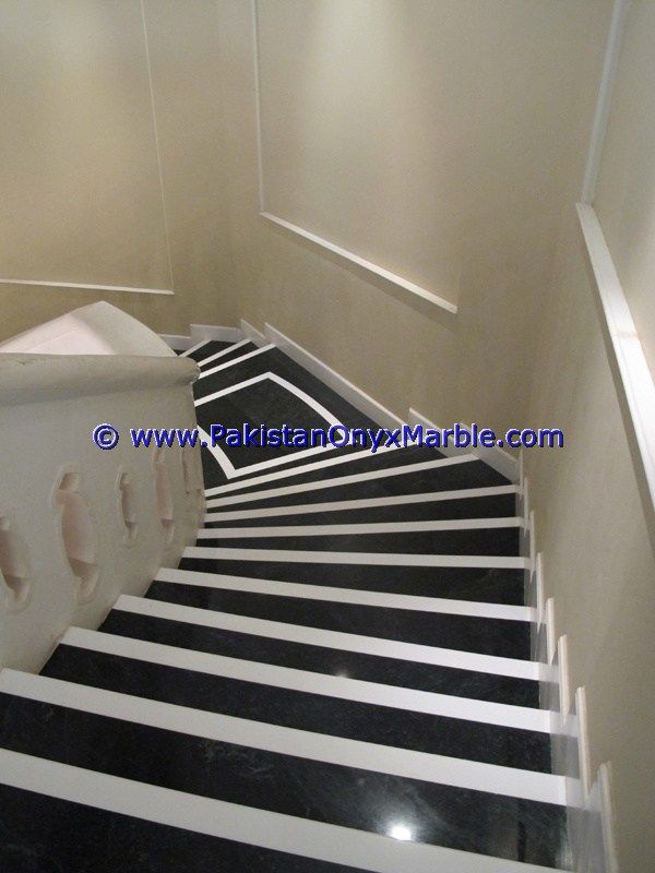 marble stairs steps risers Jet Black marble modern design home office decor natural marble stairs-02