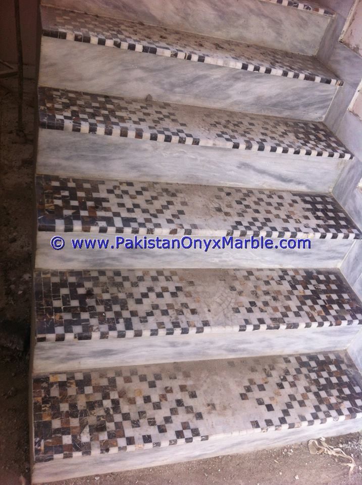 marble stairs steps risers mosaic tiles marble modern design home office decor natural marble stairs-01