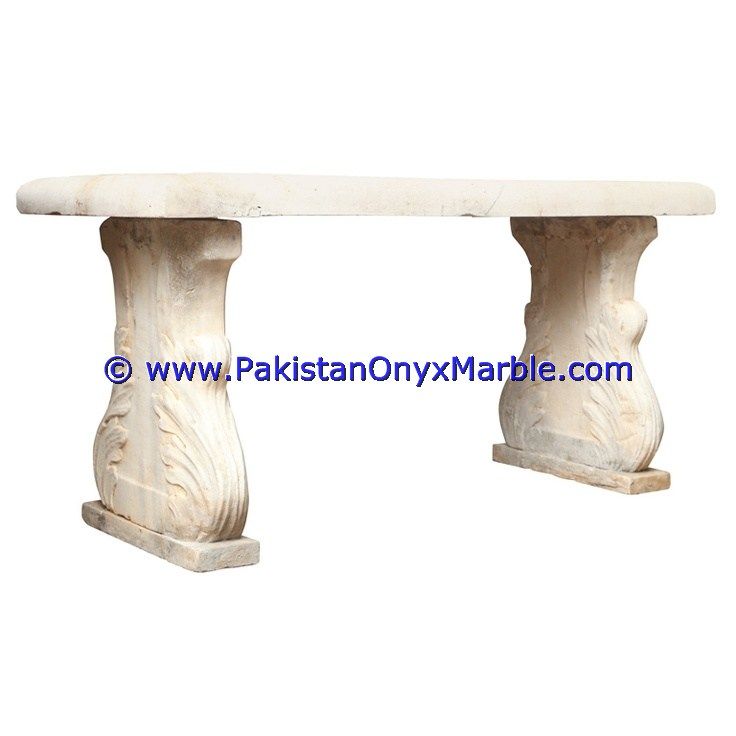 Marble Benches Tables Garden Furniture HandCarved Beige Marble-02
