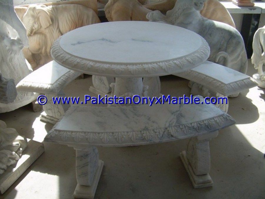 Marble Benches Tables Garden Furniture HandCarved Ziarat White Carrara Marble-03