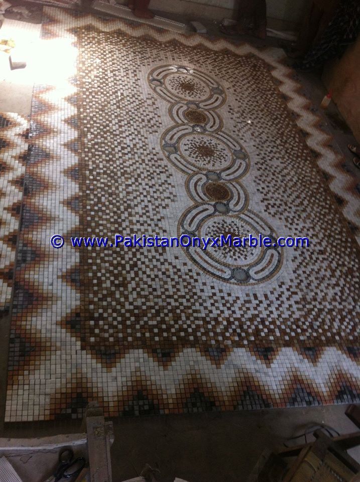 marble mosaic medallions floor tile custom made medallions black white red beige marble-01