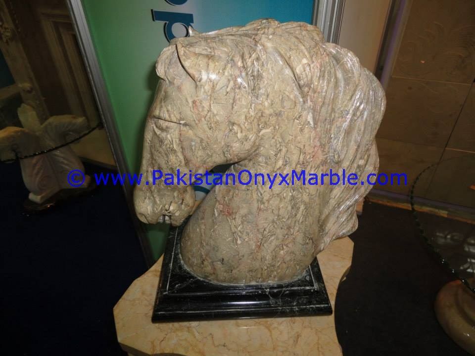 Marble Animals Handcarved horse head Statue Sculpture Figurine-01