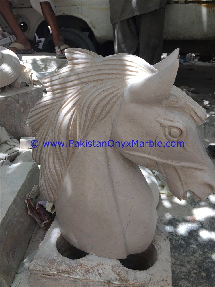 Marble Animals Handcarved horse head Statue Sculpture Figurine-03
