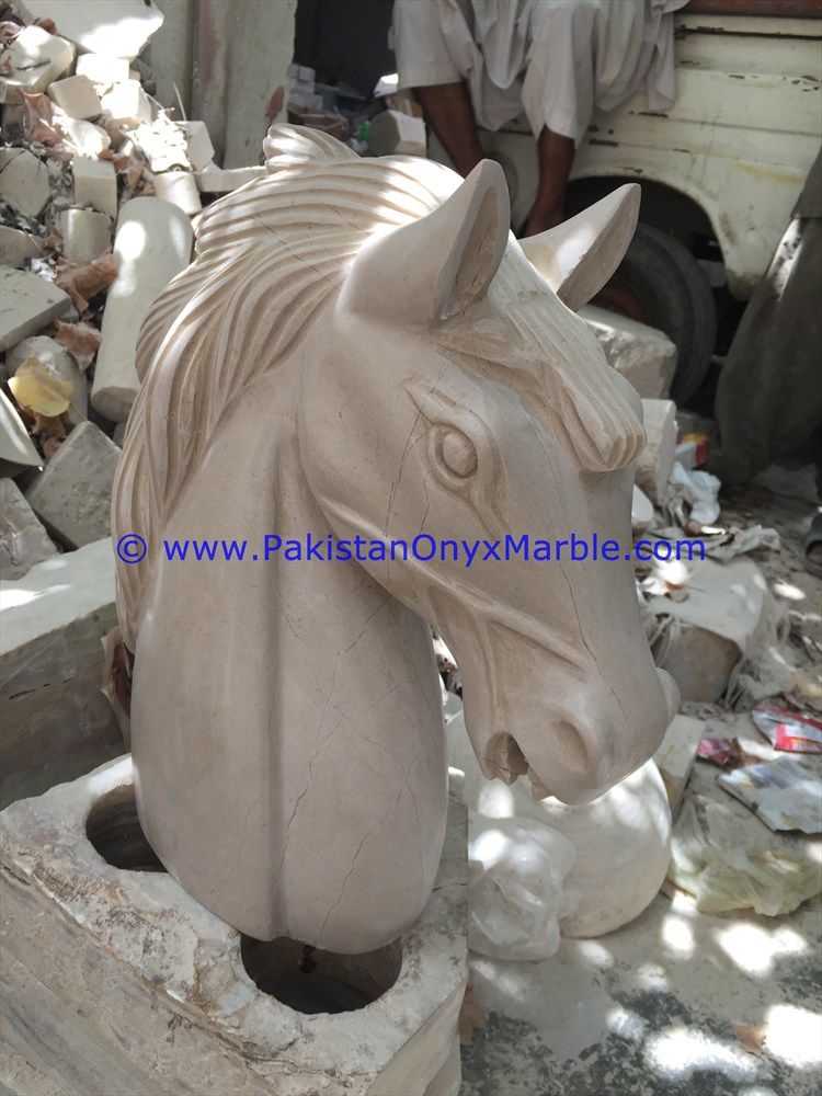 Marble Animals Handcarved horse head Statue Sculpture Figurine-04