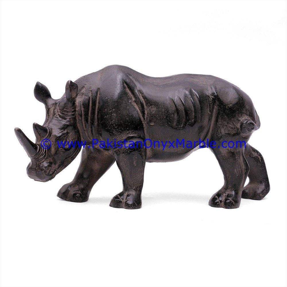 Marble Animals Handcarved rhino rhinoceros Statue Sculpture Figurine-01