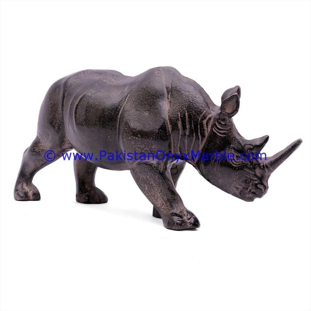 Marble Animals Handcarved rhino rhinoceros Statue Sculpture Figurine-02