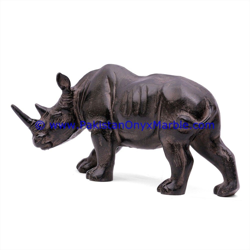 Marble Animals Handcarved rhino rhinoceros Statue Sculpture Figurine-03