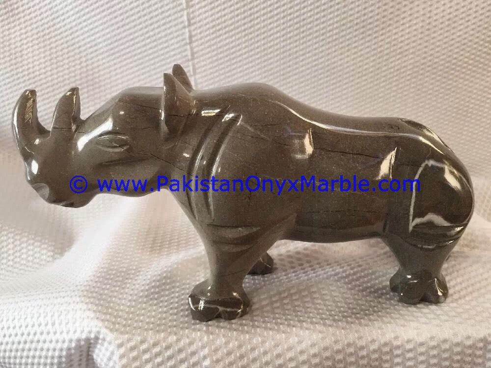Marble Animals Handcarved rhino rhinoceros Statue Sculpture Figurine-04
