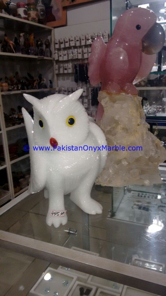 Marble HandCarved owls Statue figurine Sculpture-03
