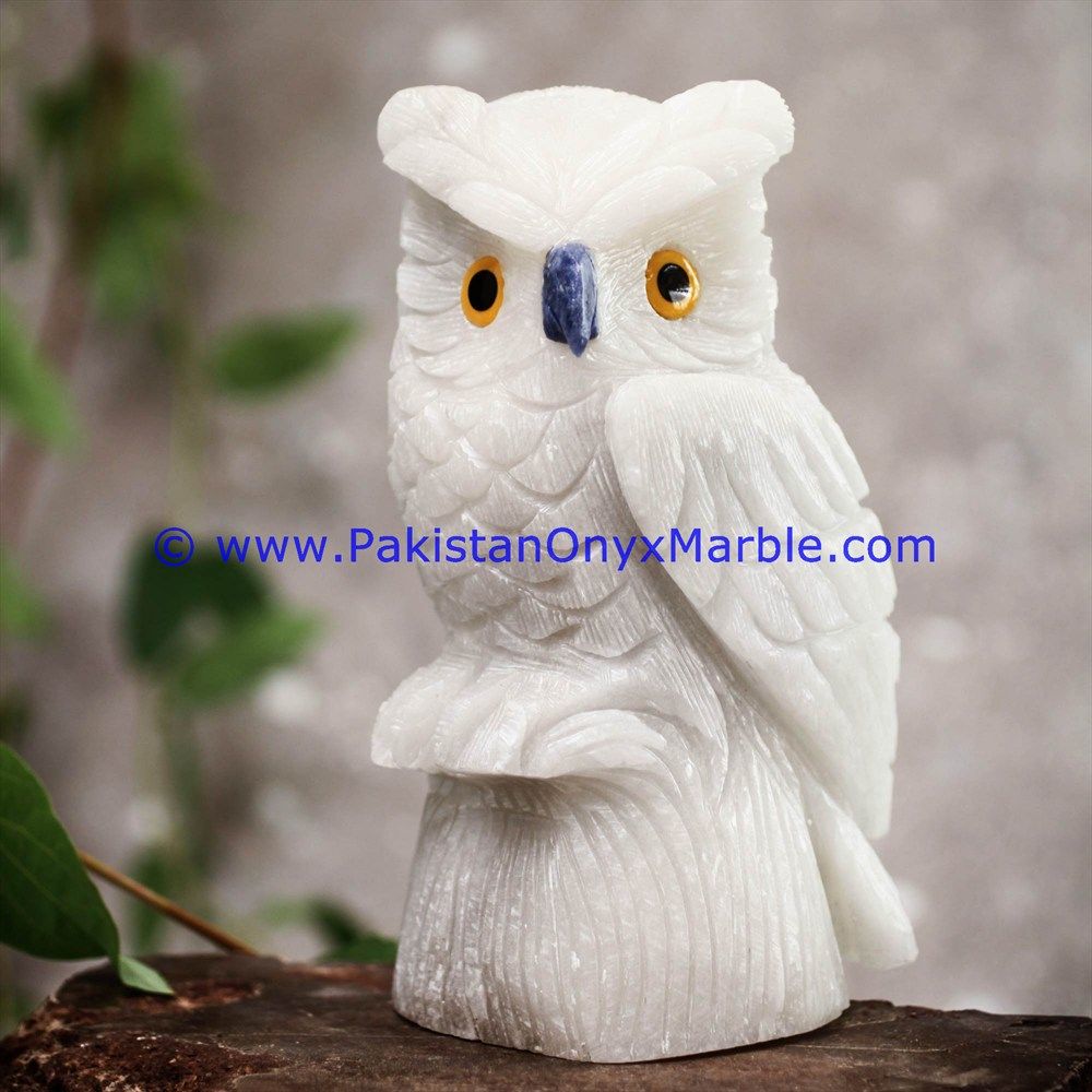 Marble HandCarved owls Statue figurine Sculpture-04