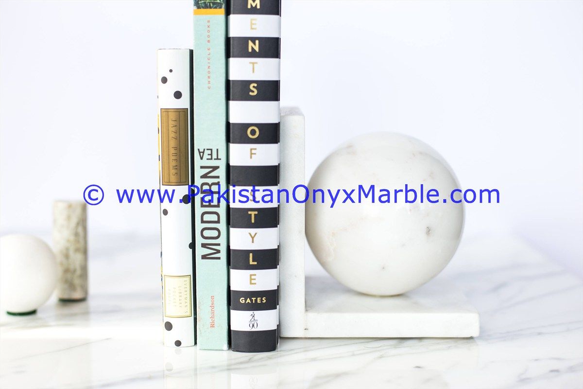 Marble Ball Sphere handcarved Bookends-02