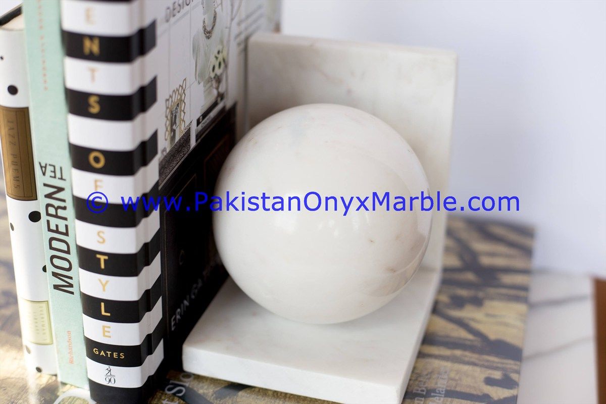 Marble Ball Sphere handcarved Bookends-04