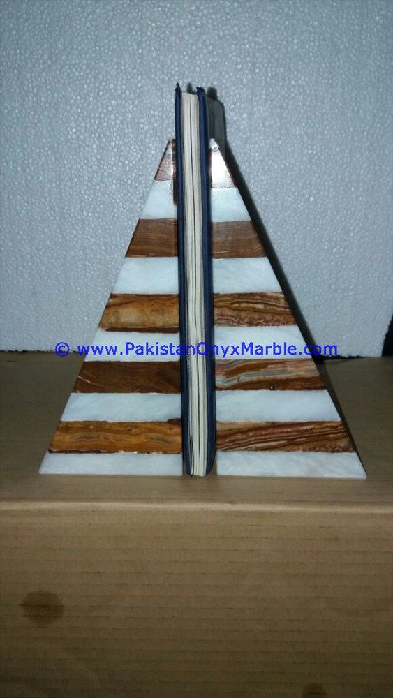 Marble triangle classic Shaped handcarved bookends-02
