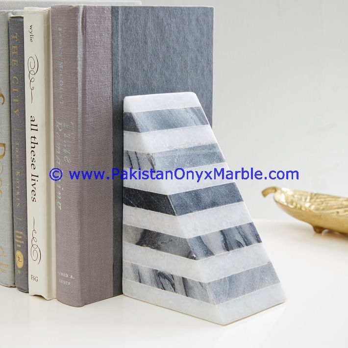 Marble triangle classic Shaped handcarved bookends-03