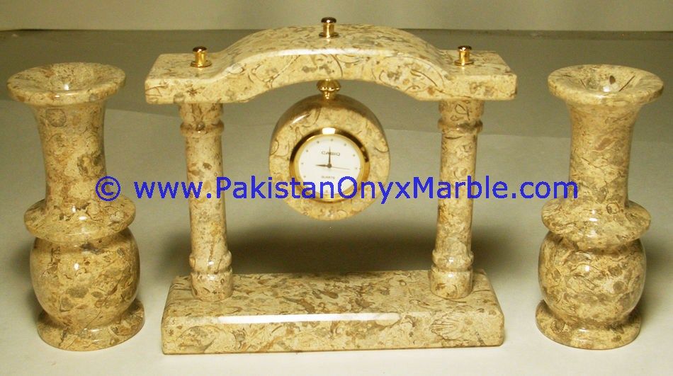 Marble column pillar Shaped Clock Handcarved Home Decor Gifts-01