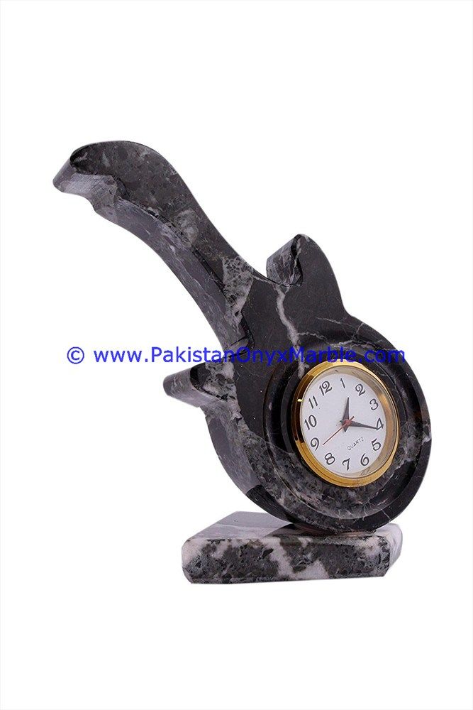 Marble Guitar Shaped Clock Handcarved Home Decor Gifts-01