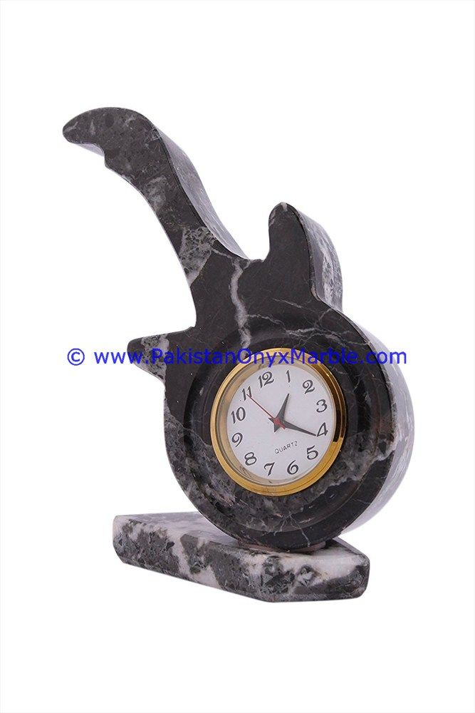 Marble Guitar Shaped Clock Handcarved Home Decor Gifts-02