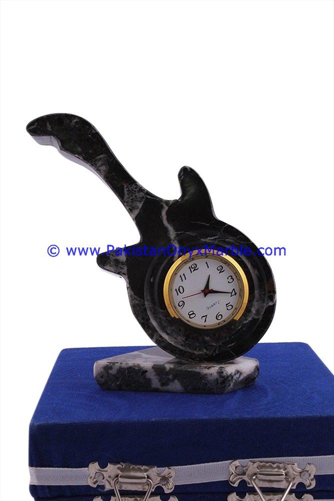Marble Guitar Shaped Clock Handcarved Home Decor Gifts-03