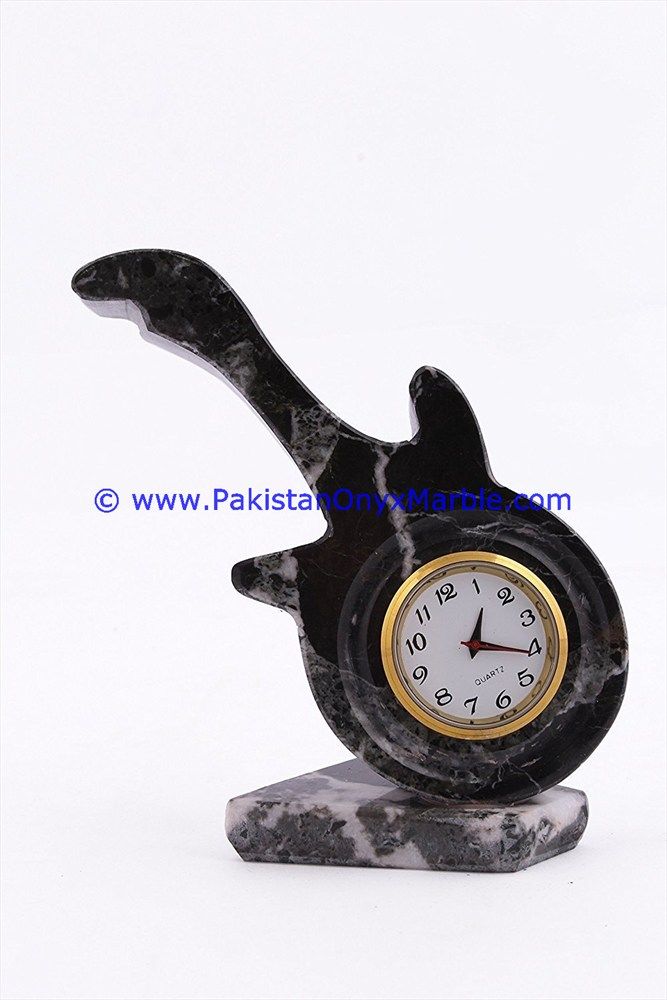 Marble Guitar Shaped Clock Handcarved Home Decor Gifts-04