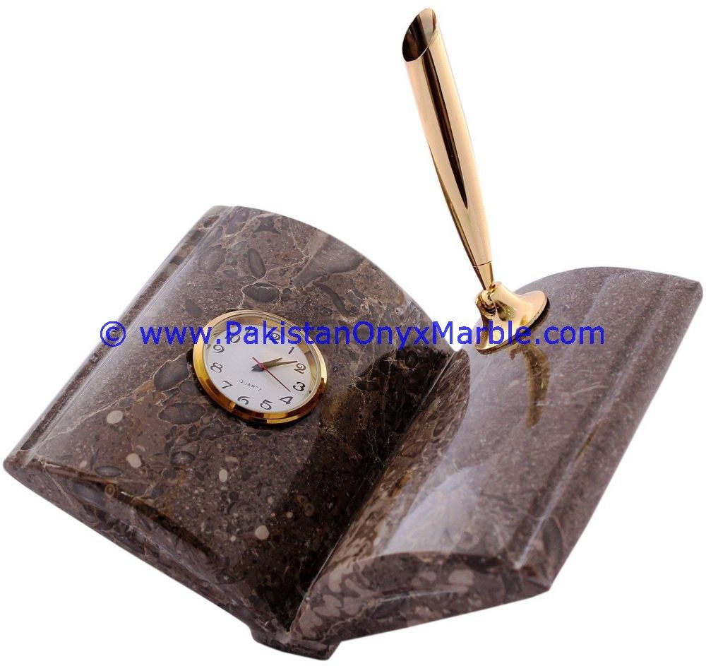 Marble pen holder book Shaped Clock handcarved Home Decor Gifts-02