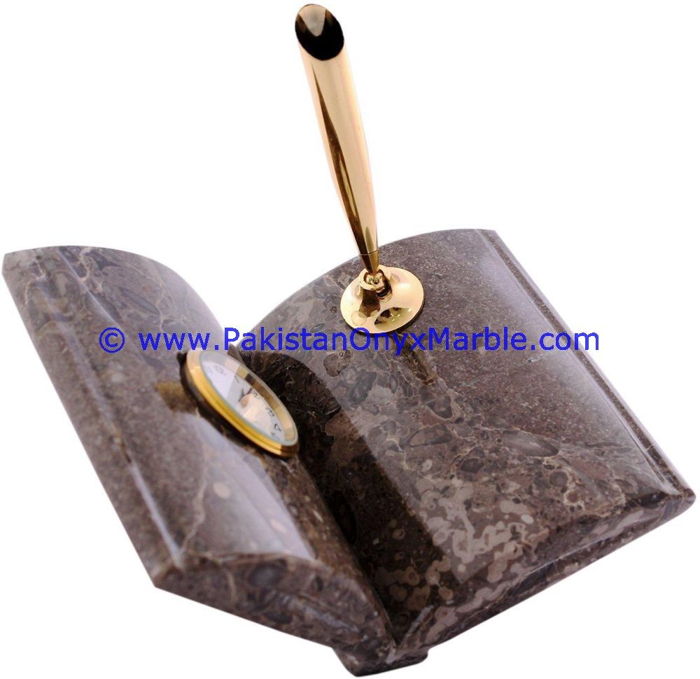 Marble pen holder book Shaped Clock handcarved Home Decor Gifts-03