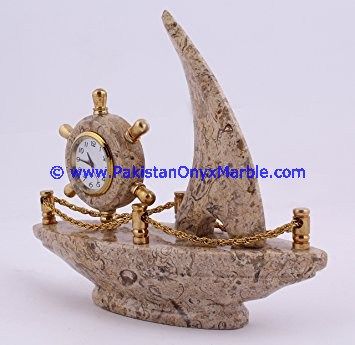Marble ship Shaped Clock handcarved Home Decor Gifts-01