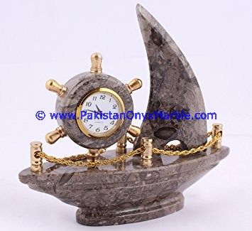 Marble ship Shaped Clock handcarved Home Decor Gifts-04