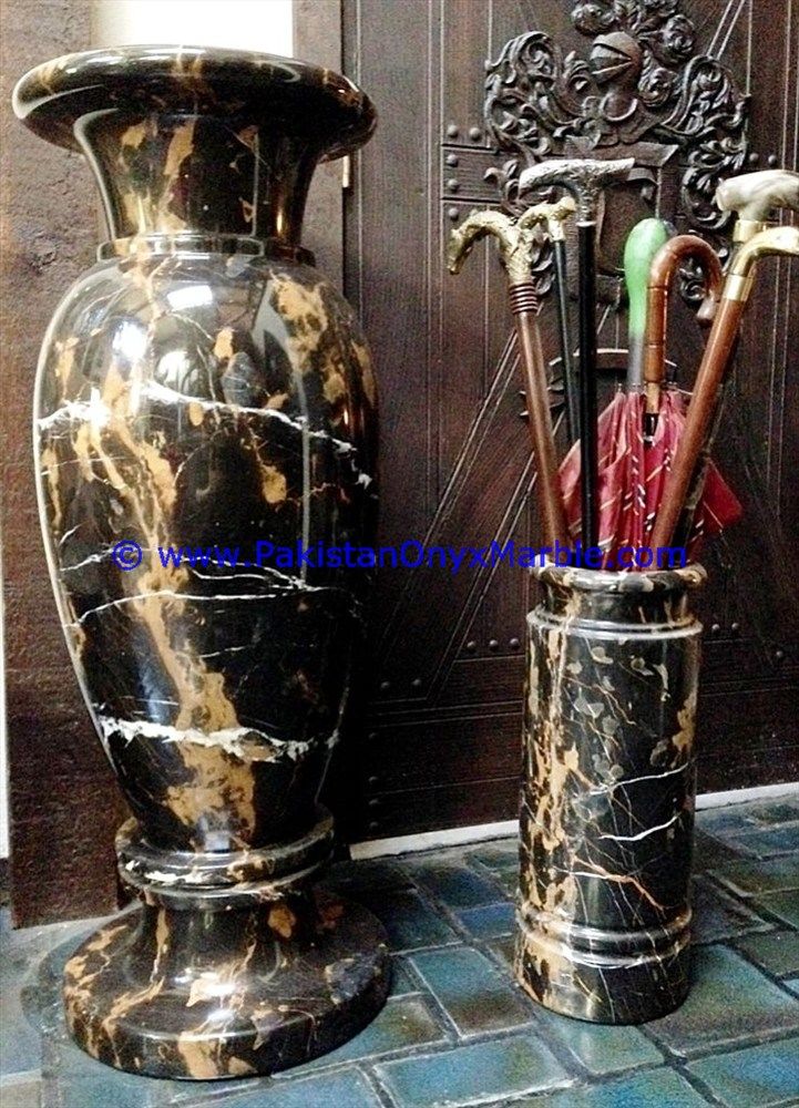 marble flowers Vases black and gold marble  Planters Pot home office decor-01