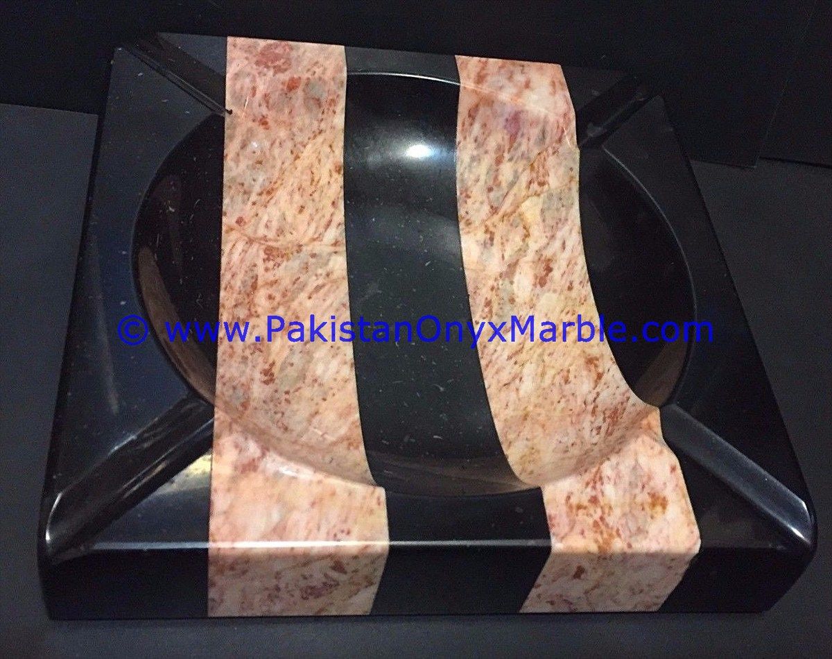 Multi Stone strips checker Marble Handcrafted Cigar Ashtray-01