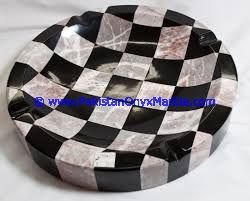 Multi Stone strips checker Marble Handcrafted Cigar Ashtray-04