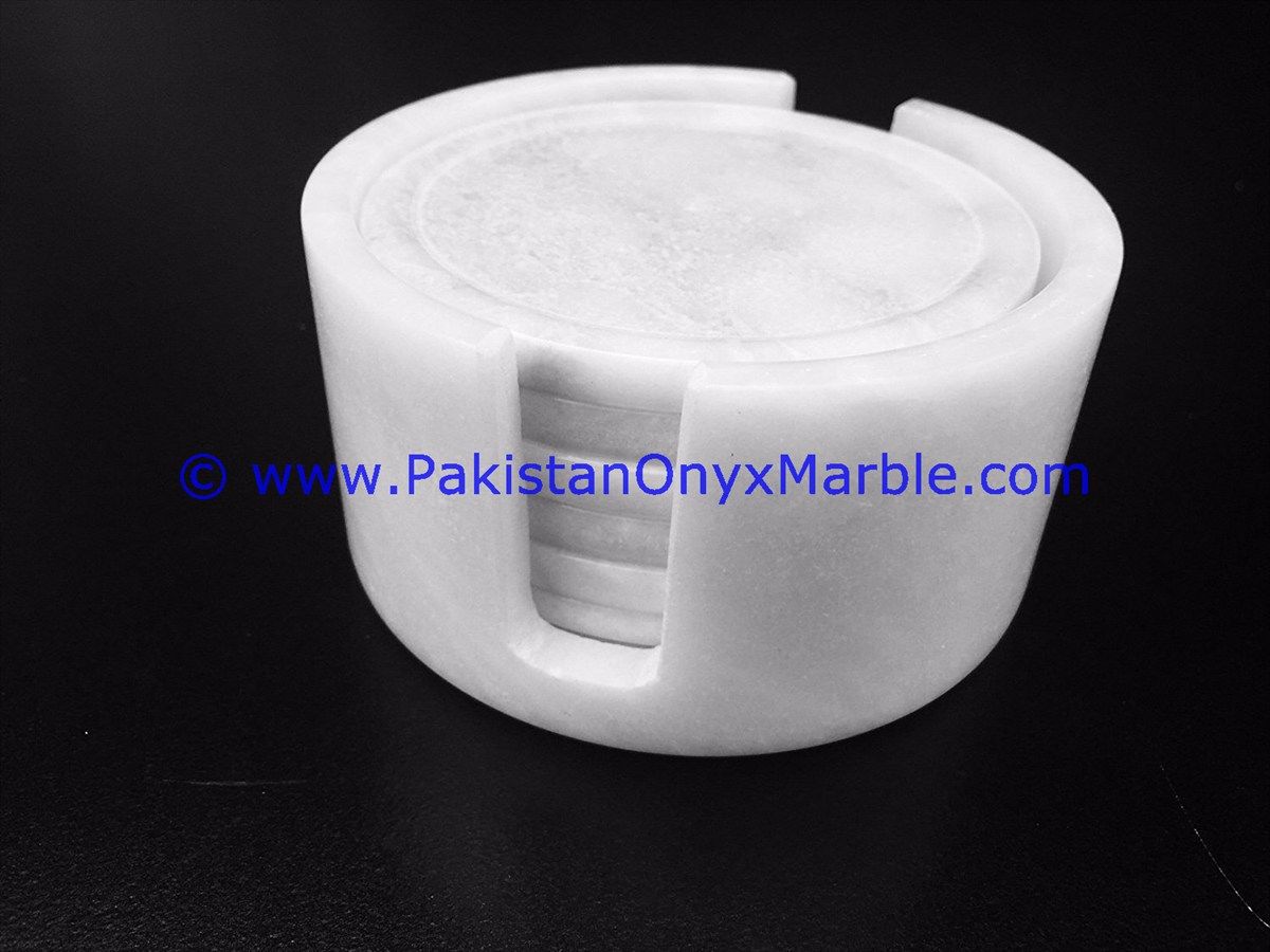 Ziarat carrara white Marble Coaster set drinking tea cup glasses coasters-02