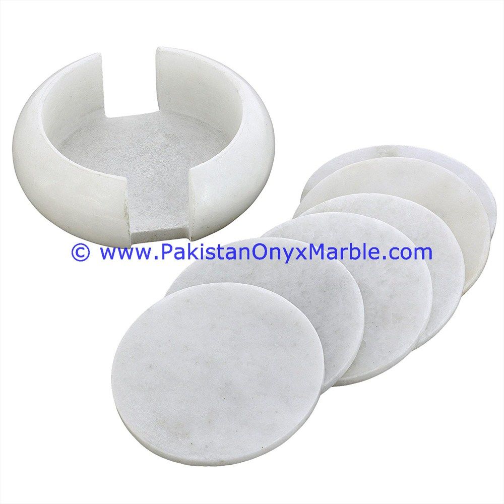 Ziarat carrara white Marble Coaster set drinking tea cup glasses coasters-03