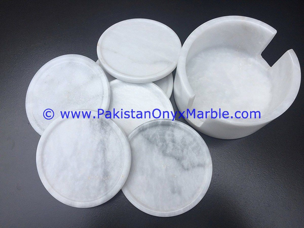 Ziarat carrara white Marble Coaster set drinking tea cup glasses coasters-04