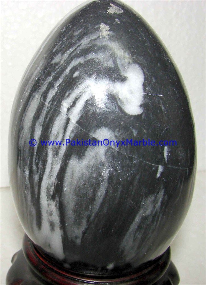 black zebra marble Hancarved Natural stone Egg-02