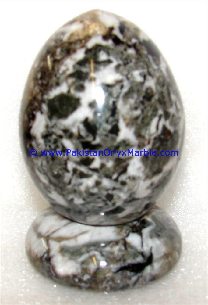 black zebra marble Hancarved Natural stone Egg-04